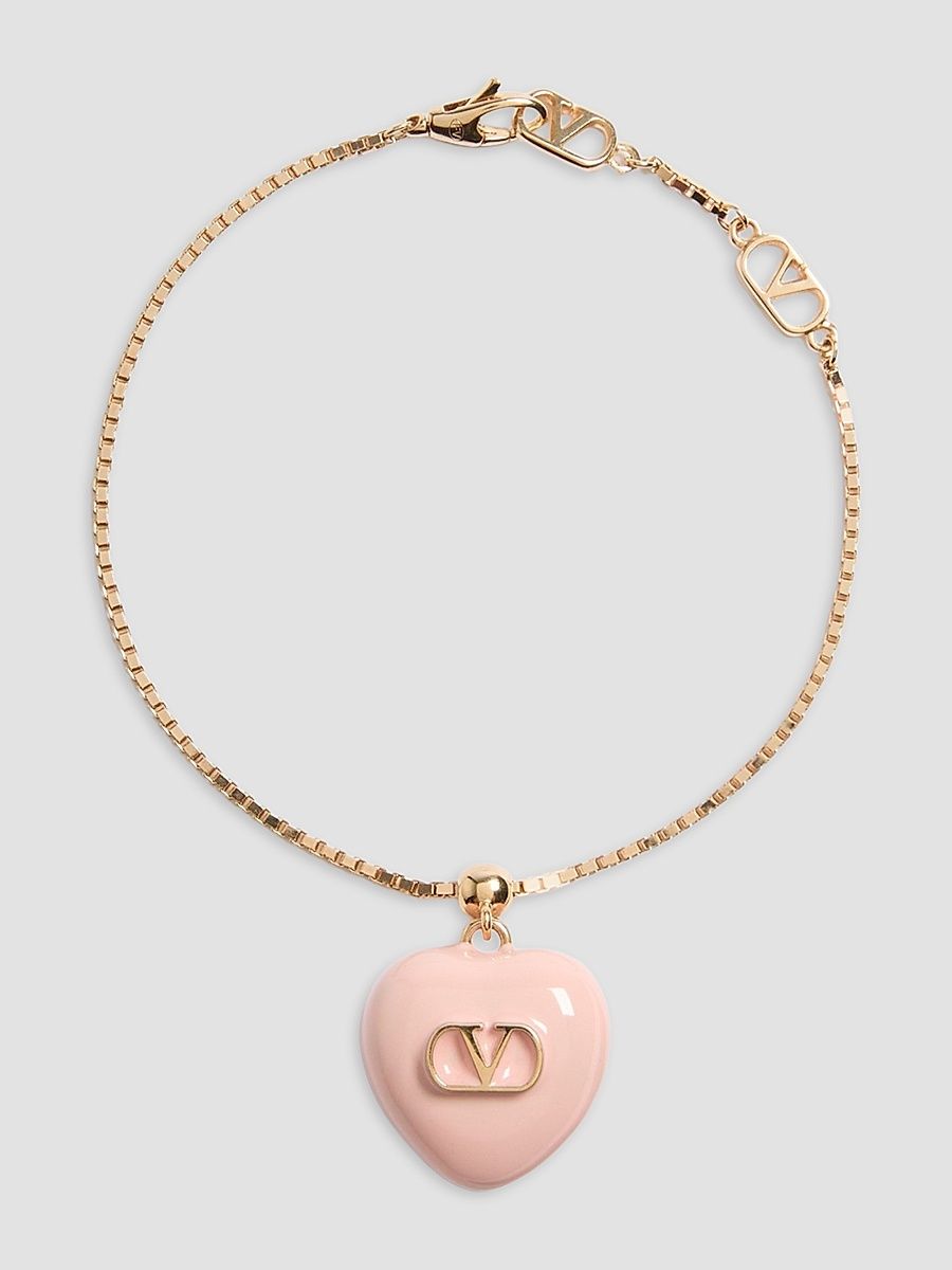 Women's Coeur Royal Metal and Enamel Bracelet - Gold Pink - Size Medium