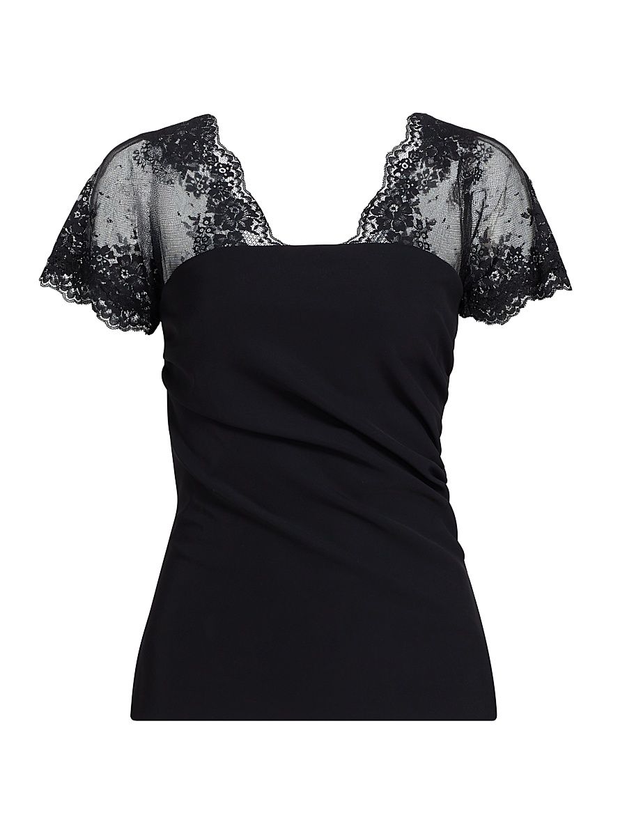 Women's Geny Lace Flutter-Sleeve Top - Black - Size 4