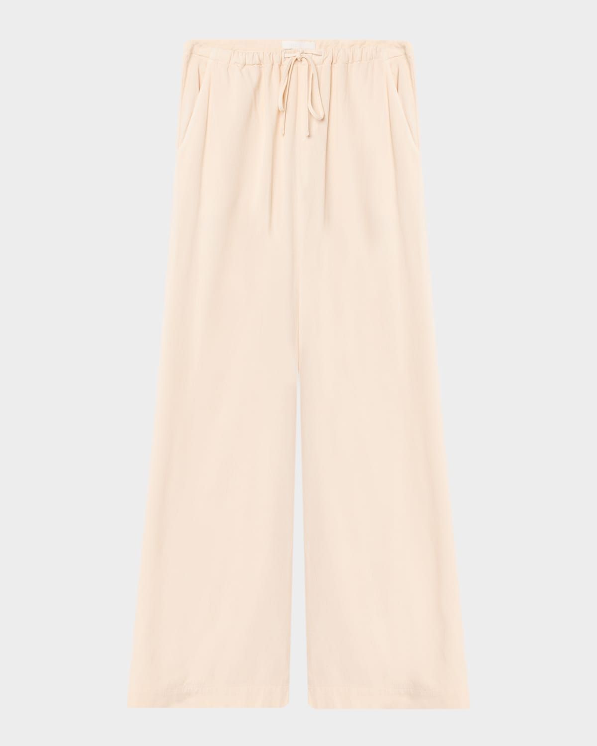 Straight-Leg Cotton Drawstring Pants