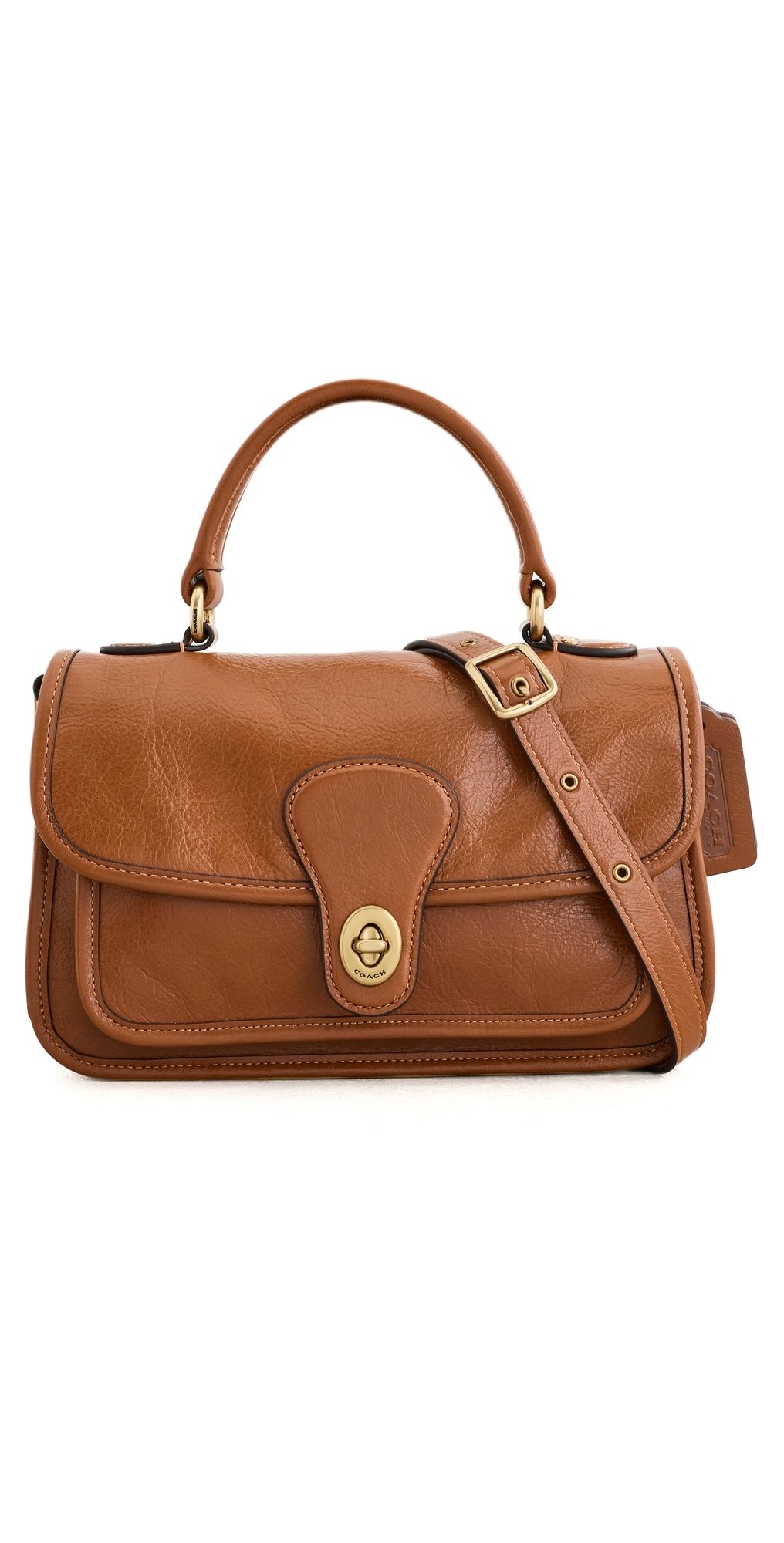 Coach Glazed Grain Leather Metropolitan Bag 24 Amber Brown One Size