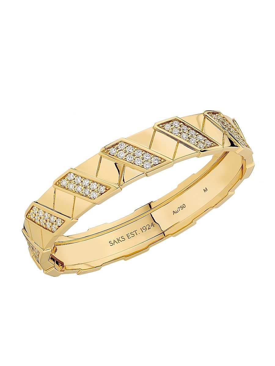 Women's Helix Infinite Large Bangle with Diamonds 18K Yellow Gold - Yellow Gold - Size Small