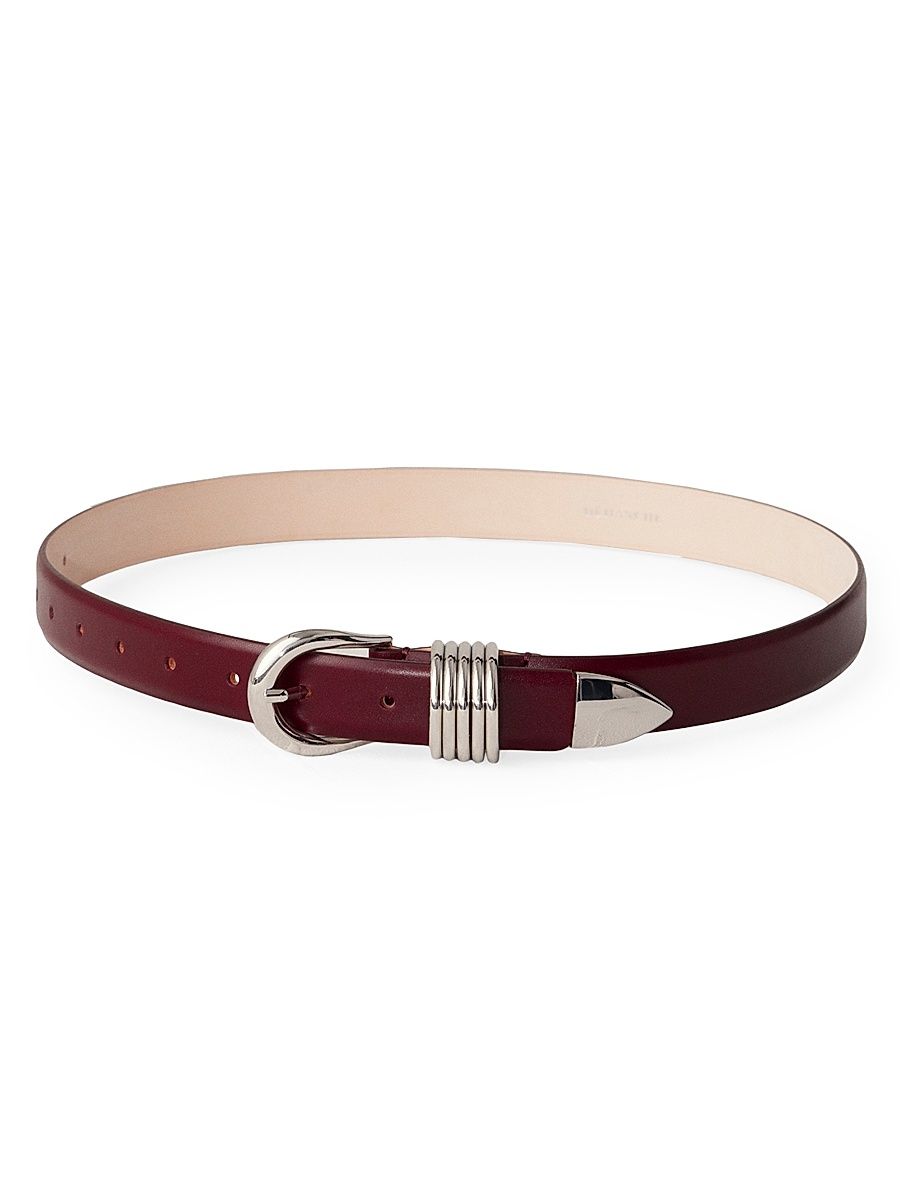 Women's Hollyhock Leather Belt - Bordeaux Silver - Size Large