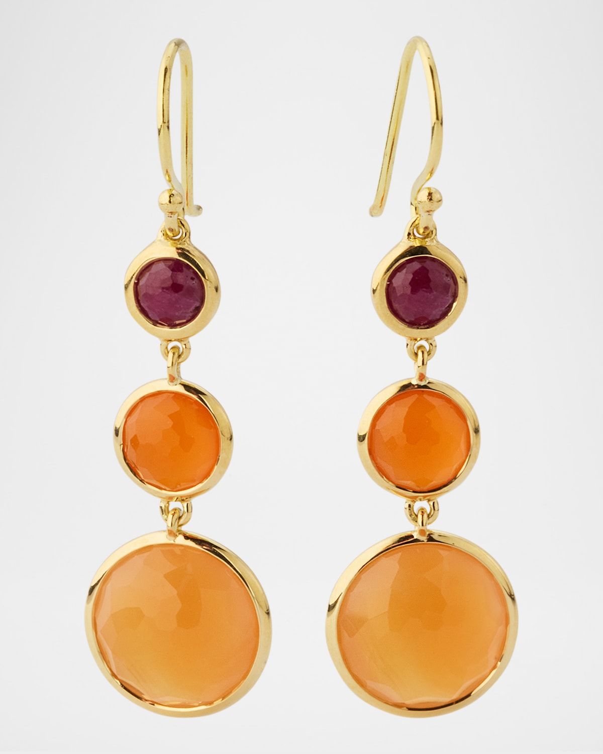 Lollipop 18K Yellow Gold Small 3-Stone Drop Earrings