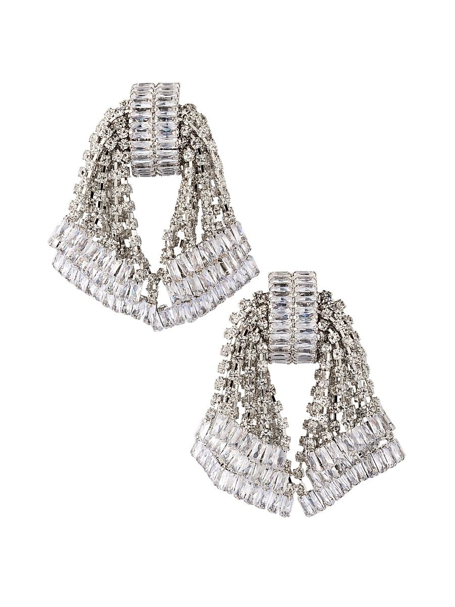 Women's Rhodium-Plated & Glass Crystal Scarf Drop Earrings - Silver