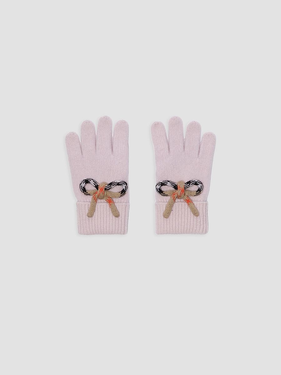 Little Girl's & Girl's Check Bow Wool-Cashmere Gloves - Bouquet Pink - Size 8