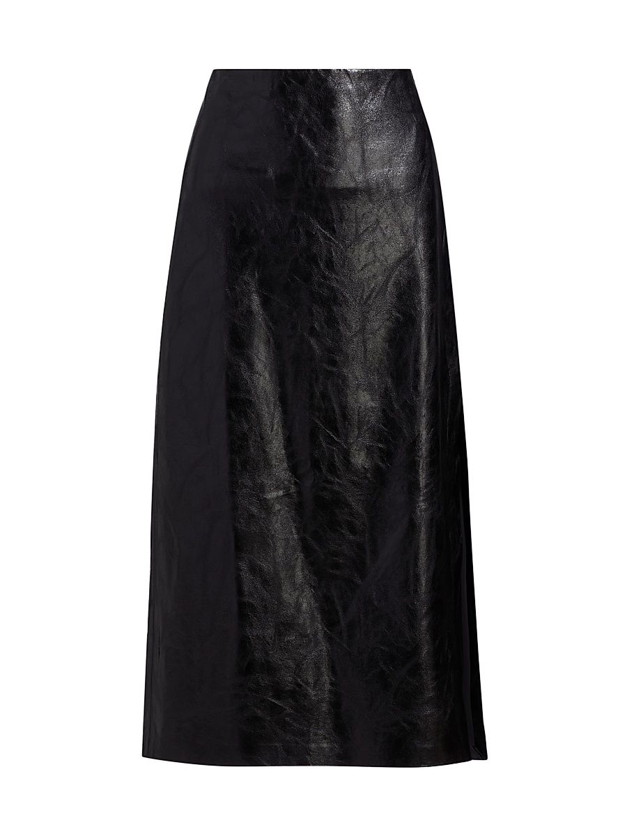 Women's Maeve Faux-Leather Slip-Style Midi-Skirt - Black - Size 10