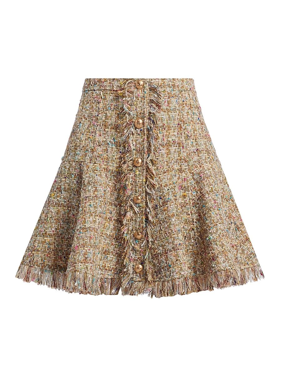 Women's Adeline Clarise Bouclé Flared Miniskirt - Ochre Multi - Size 16