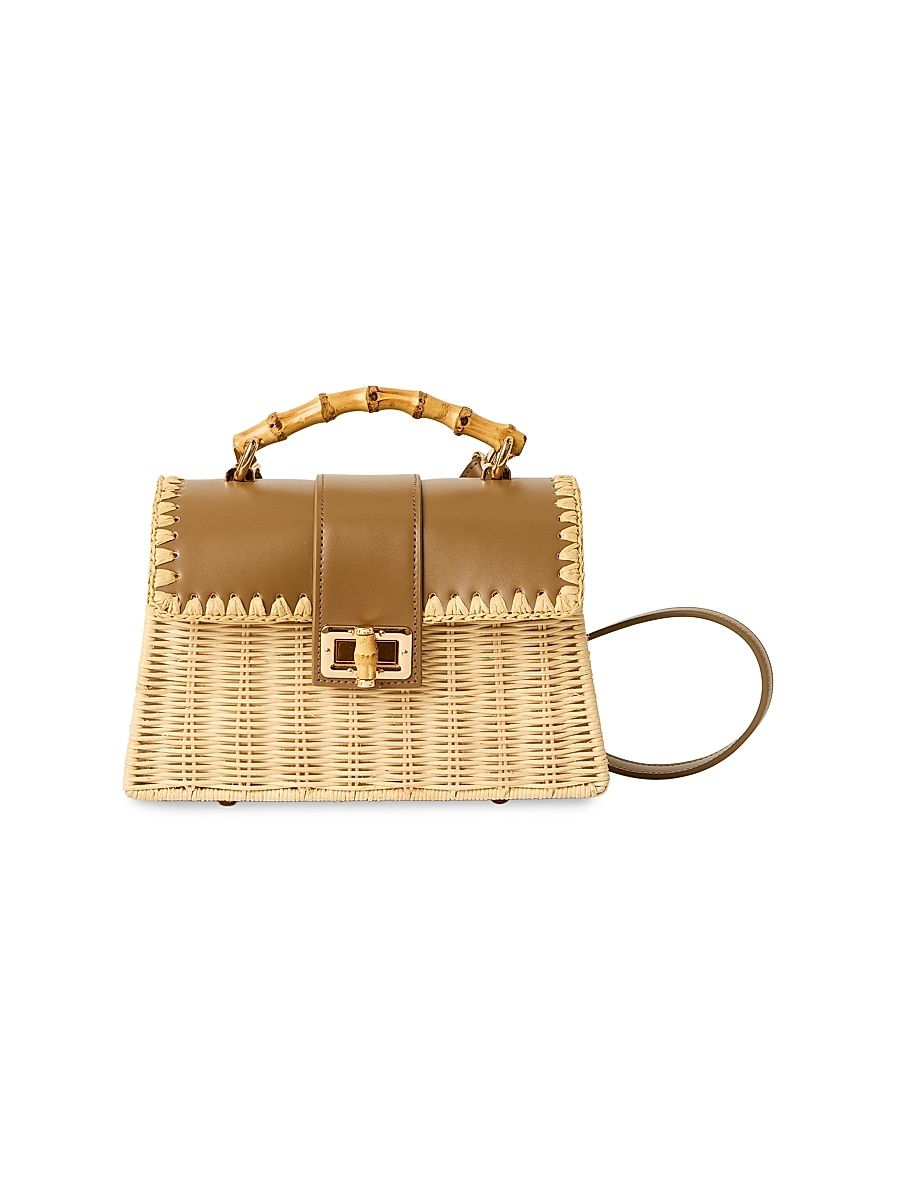 Women's Debon Rattan Top-Handle Bag - Chocolate Natural