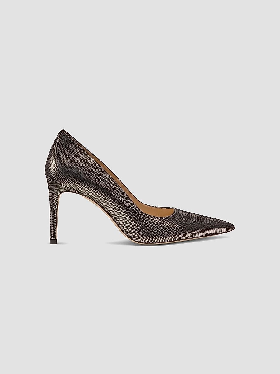 Stuart Weitzman Women's Power 85MM Leather Stiletto Pumps - Platino - Size 9.5