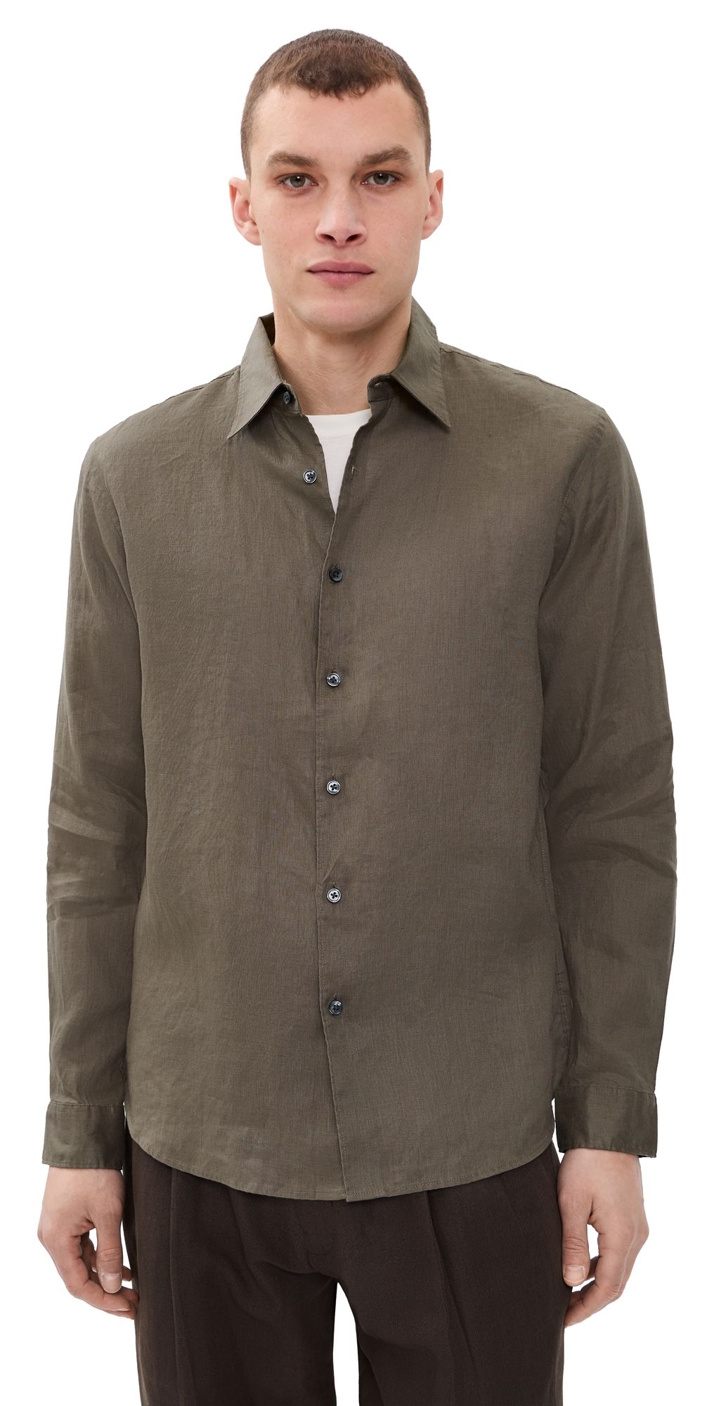 Theory Irving Relaxed Linen Shirt Morel XXL