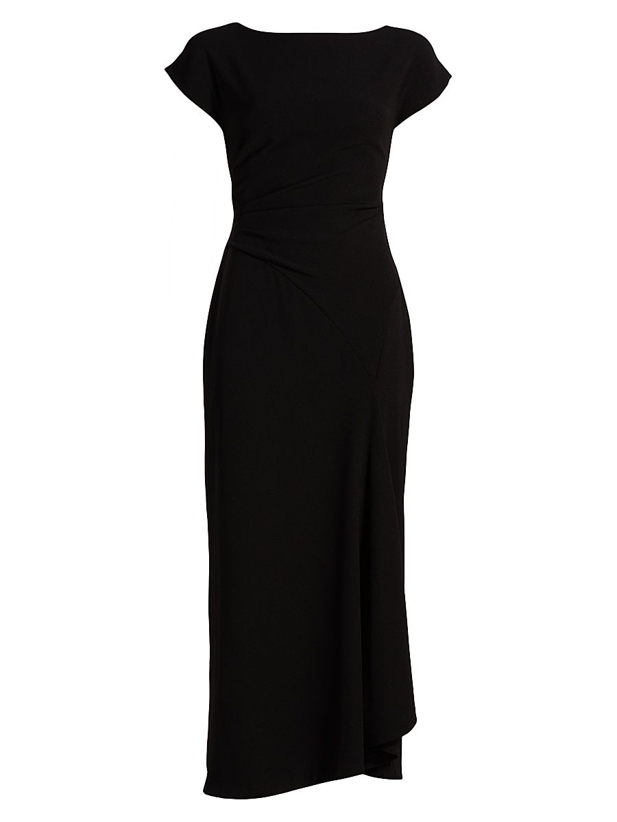 Women's Cascade Fluid Crêpe Midi-Dress - Black - Size 16