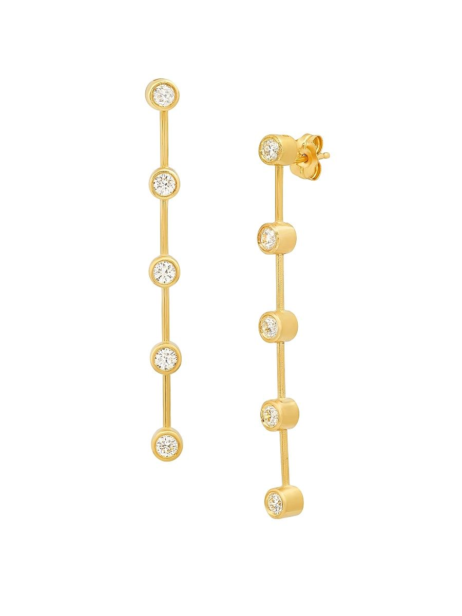 Women's 14K Yellow Gold & 0.75 TCW Diamond Bar Earrings - Yellow Gold