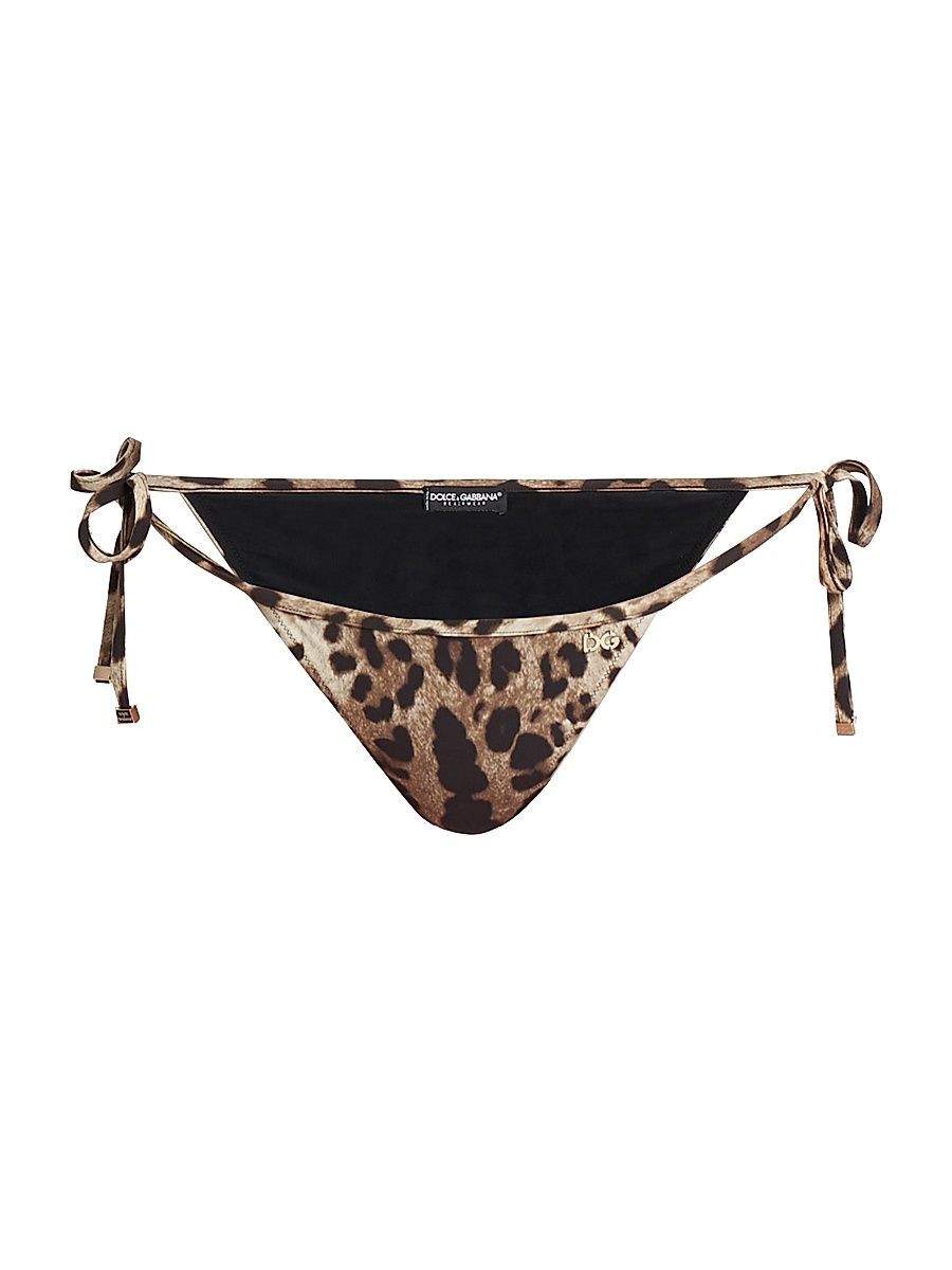 Women's Leopard Side-Tie Bikini Bottom - Leo New - Size Large