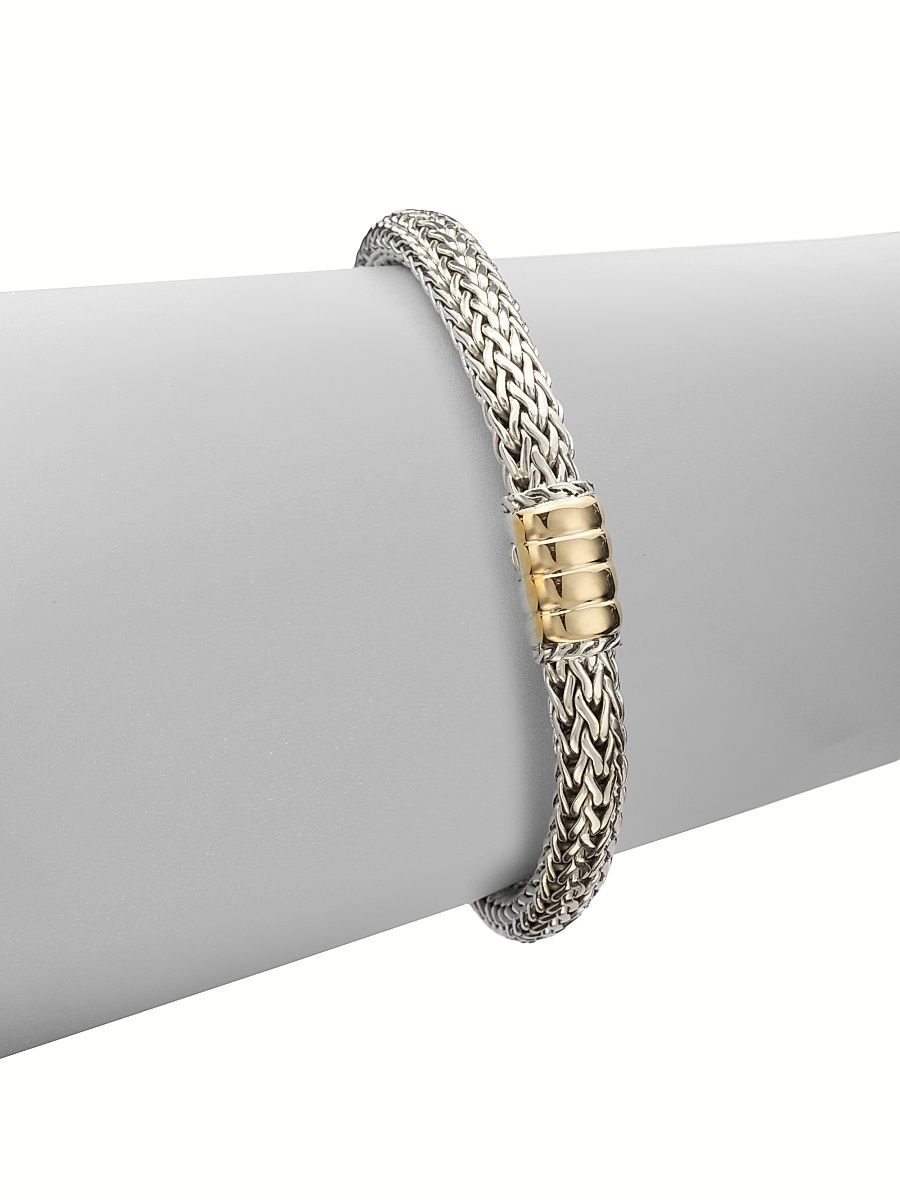 Bedeg Classic Chain 18K Yellow Gold & Sterling Silver Small Bracelet - Silver - Size Medium