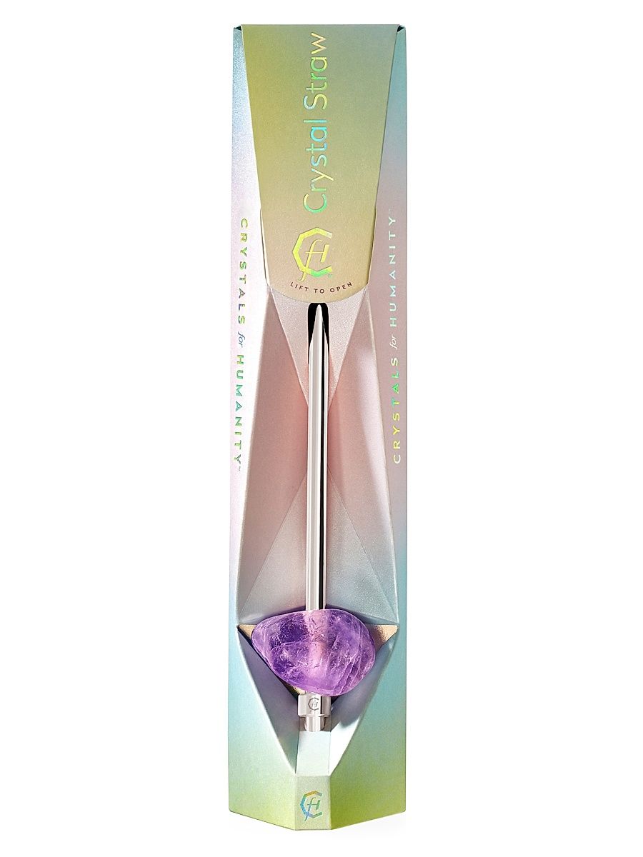 Women's Amethyst Crystal Stainless Steel Straw