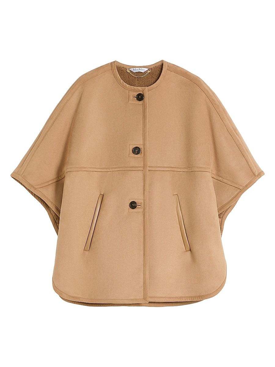 Women's Camel Teddy and Suede Effect Fabric Cape - Camel - Size Small