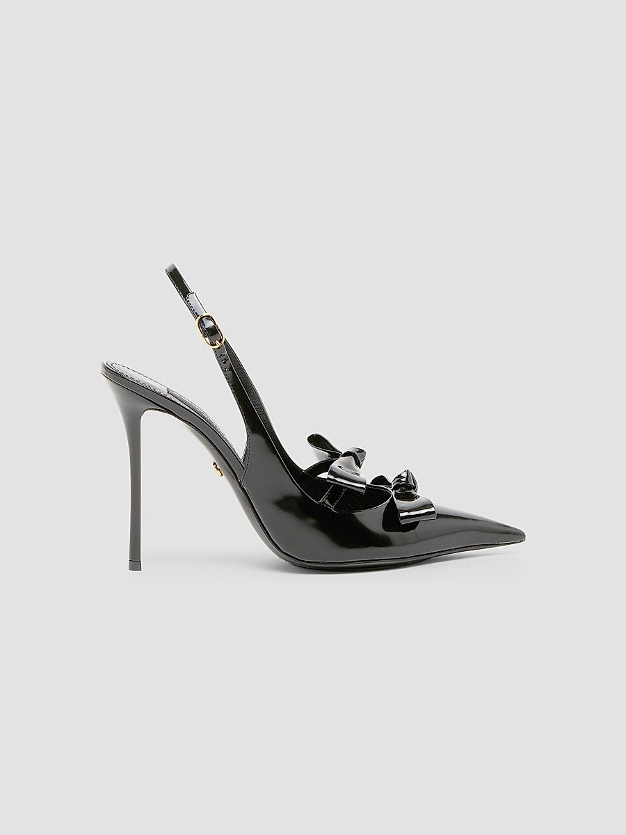 Women's 90MM Patent Leather Slingback Pumps - Nero - Size 5