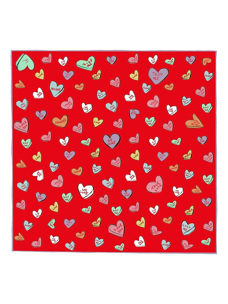 Women's Love Hearts Silk Scarf