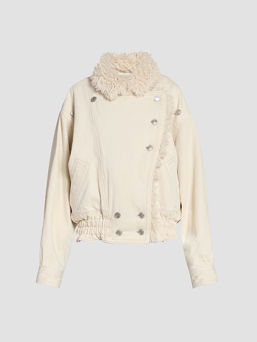 Isabel Marant Women's Valineo Sherpa-Lined Denim Jacket - Ecru - Size 10