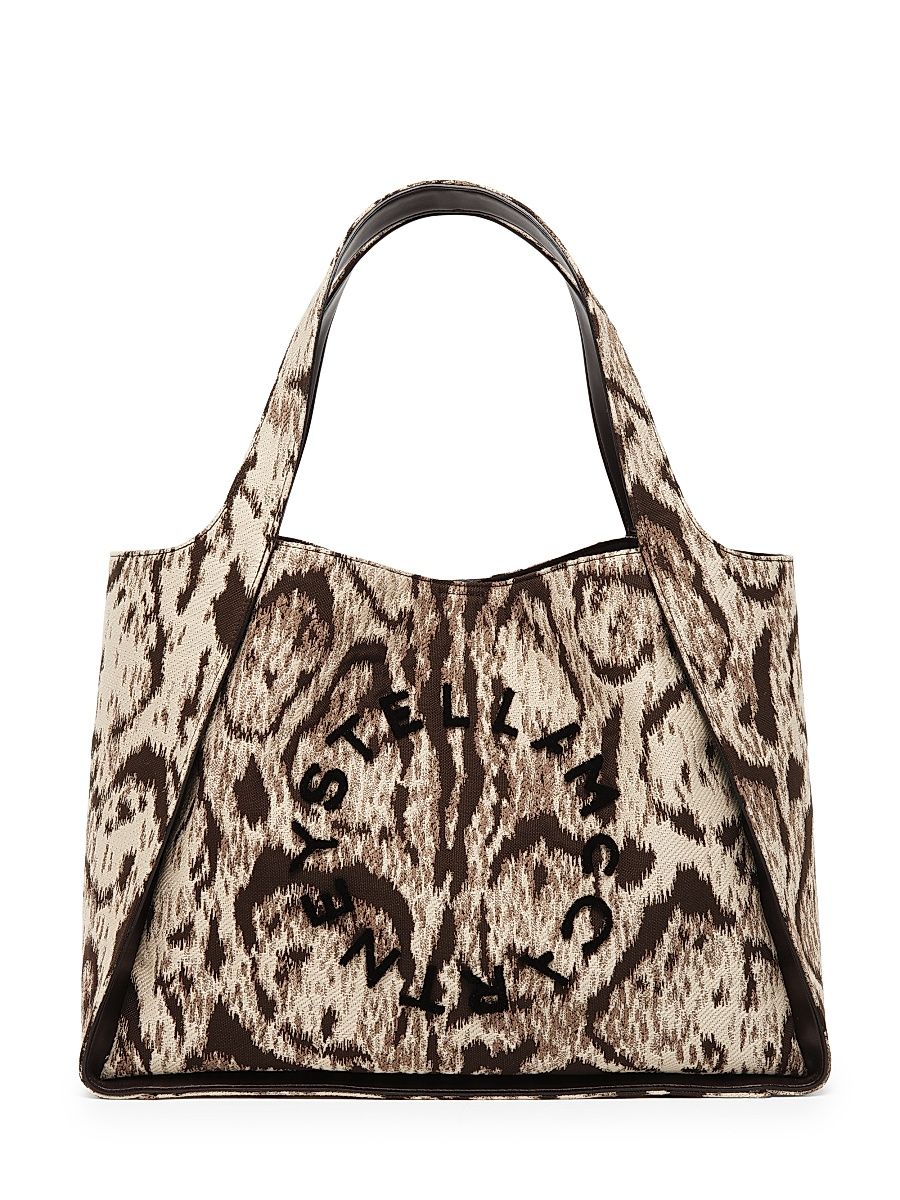 Women's Logo-Embroidered Clouded Leopard Tote Bag - Multi Color Brown