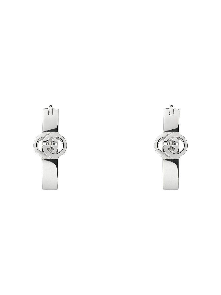 Women's Interlocking Sterling Silver Hoop Earrings - Silver