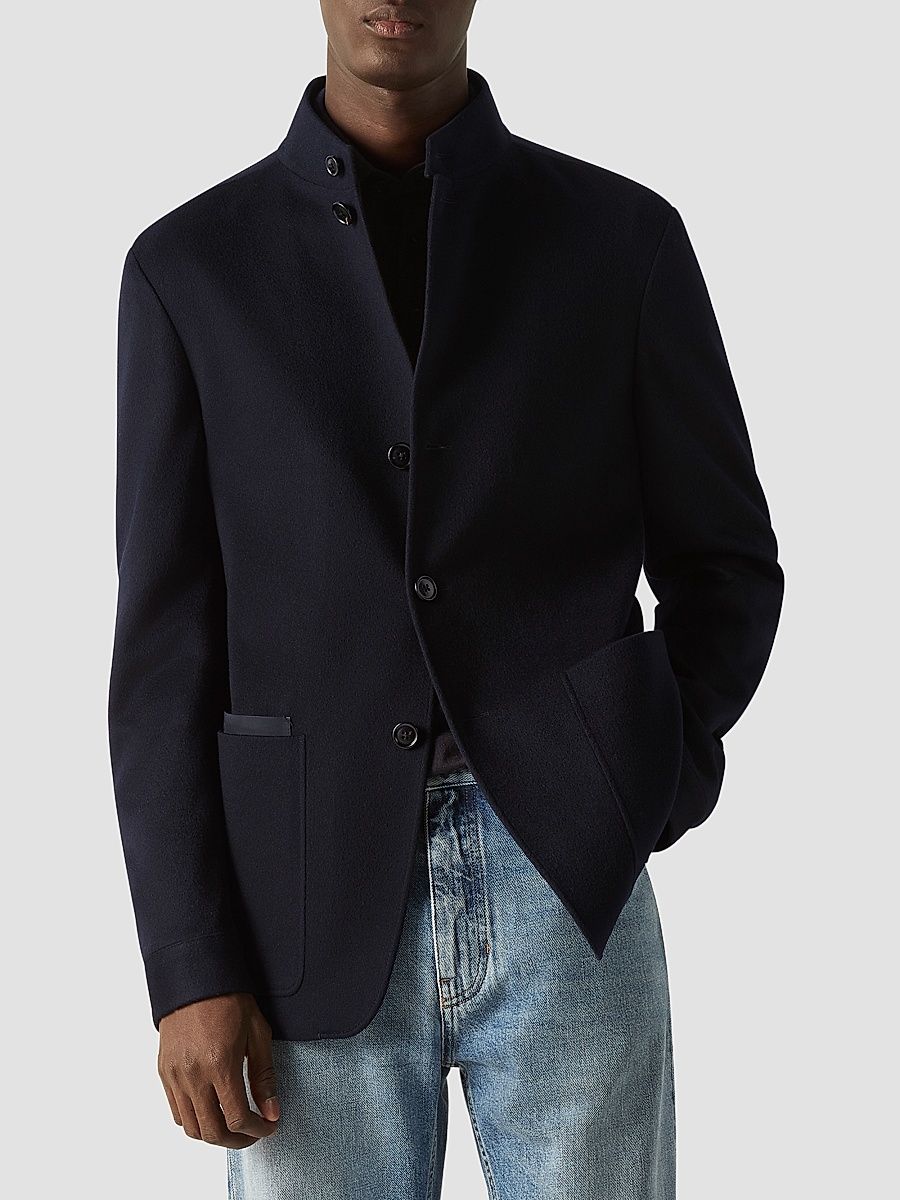 Men's Oasi Cashmere II Conte Jacket - Navy Blue - Size 36