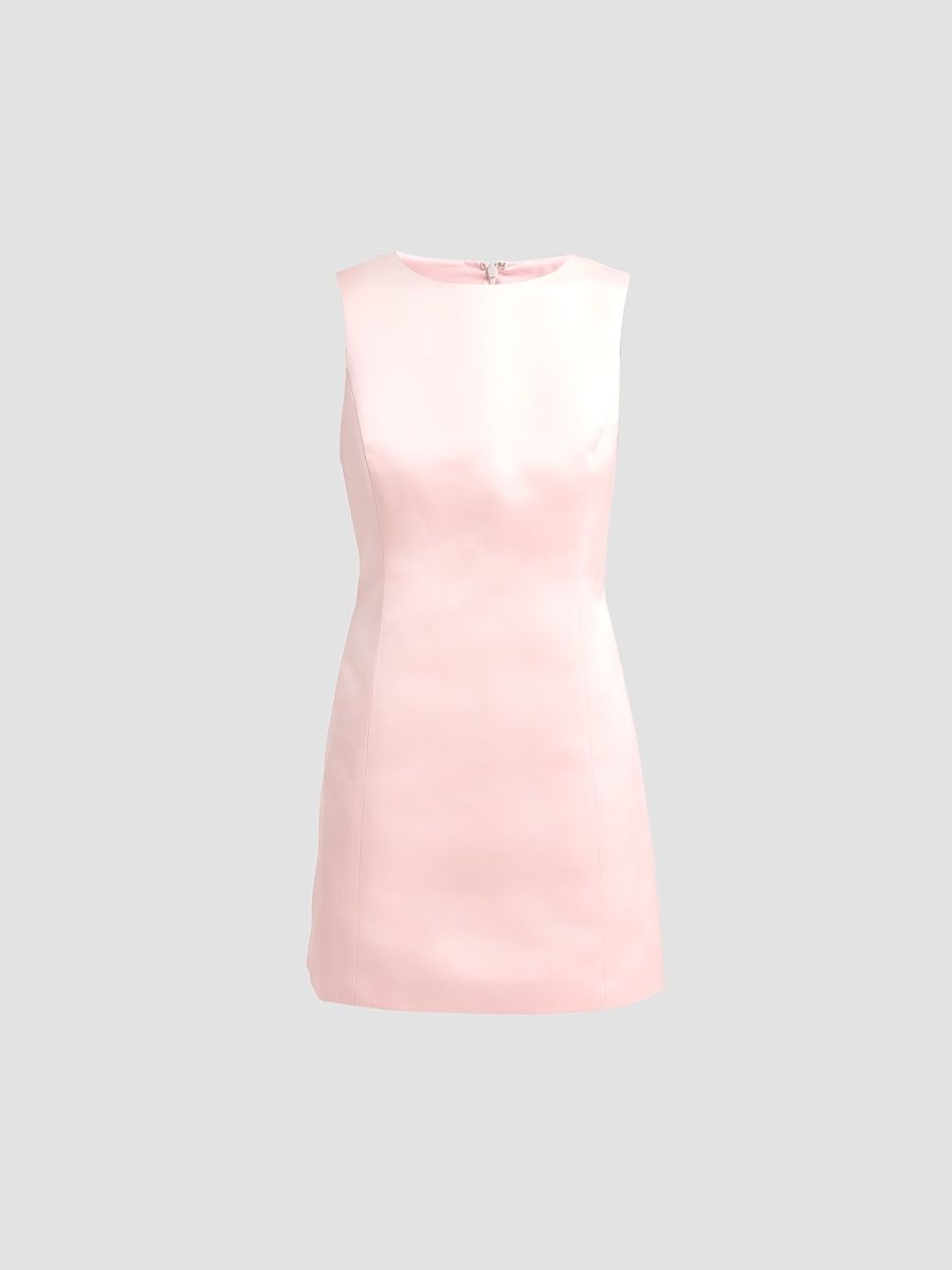 Women's Satin Sleeveless A-Line Mini Dress - Light Pink - Size 6