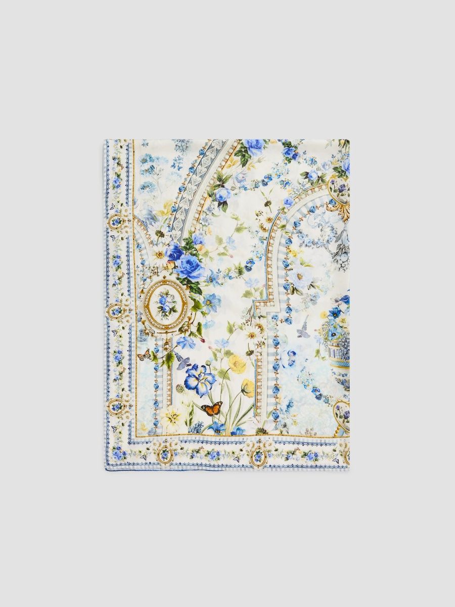 Camilla Women's Embellished Floral Silk Scarf - Dandelion Skies