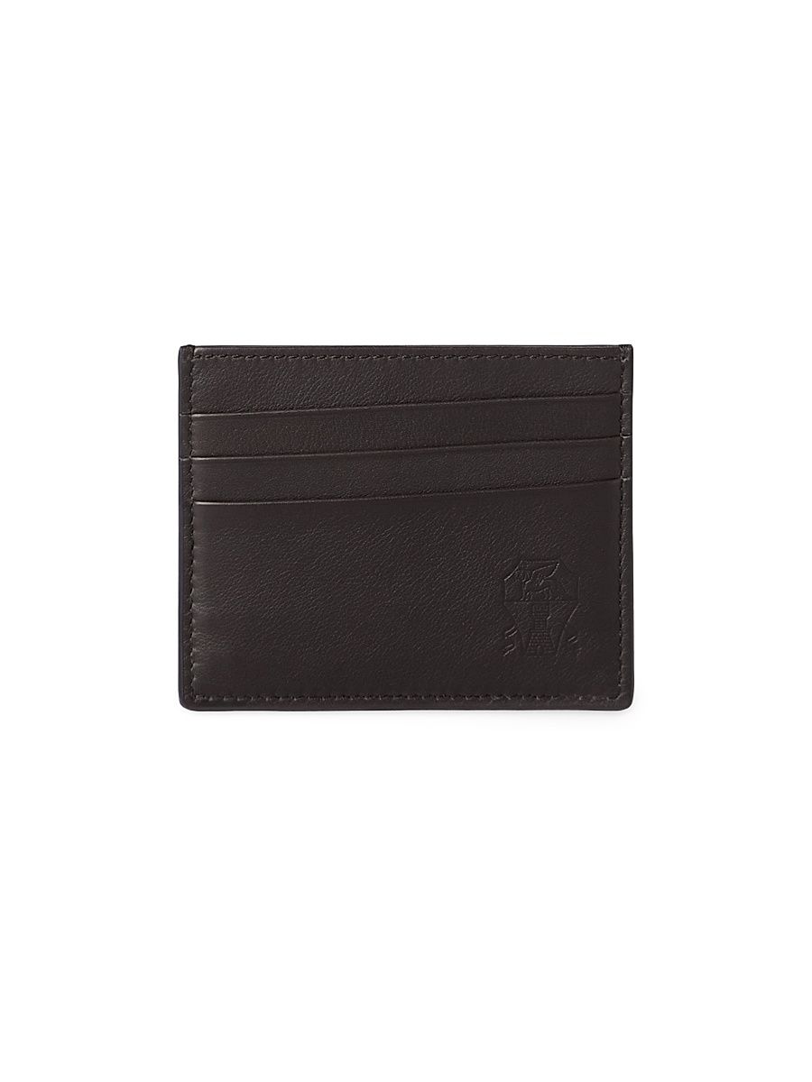 Men's Smooth Calfskin Card Holder - Rust Brown