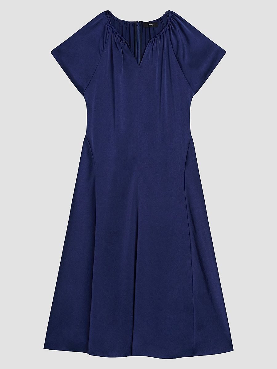 Women's Satin A-Line Midi Dress - Sapphire Navy - Size 16