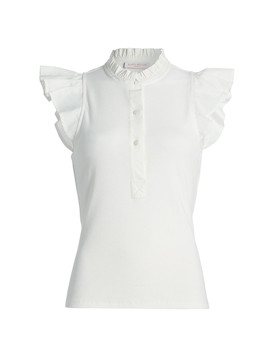 Women's Monroe Flutter-Sleeve Top - Ivory - Size XL