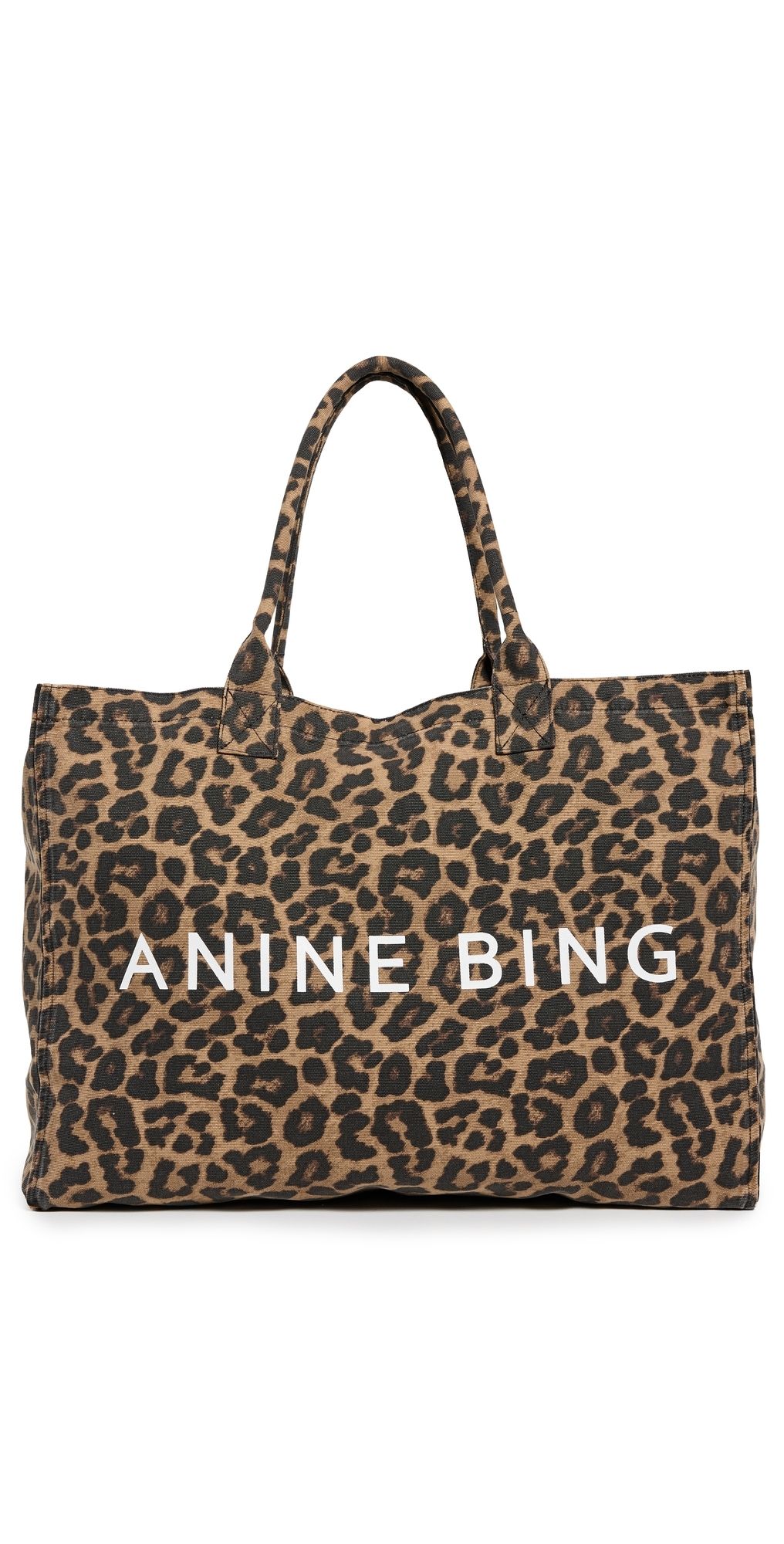 ANINE BING Leo Canvas Tote Black and Brown Leopard One Size