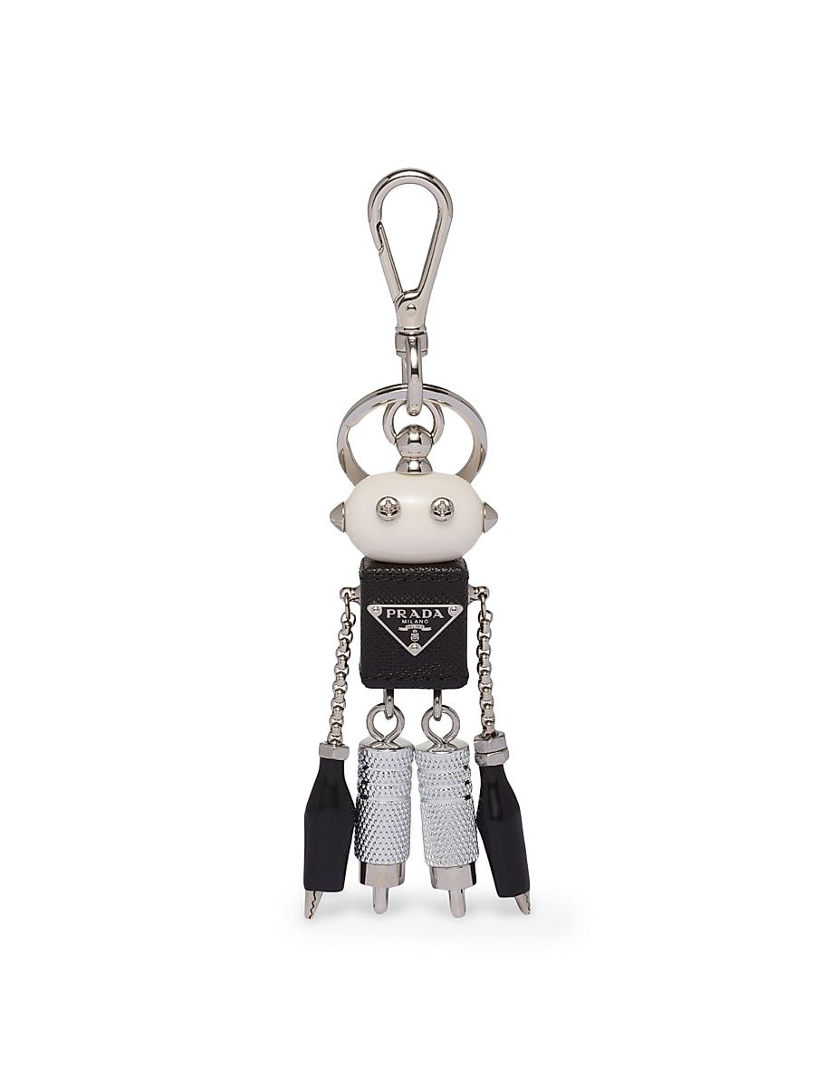 Women's Saffiano Leather Robot Keychain Trick