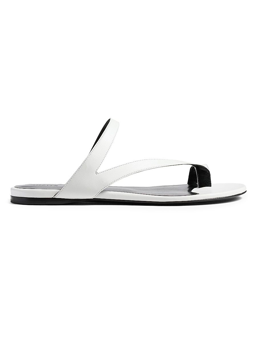 Women's Aimee Leather Flat Sandals - Optic White - Size 11
