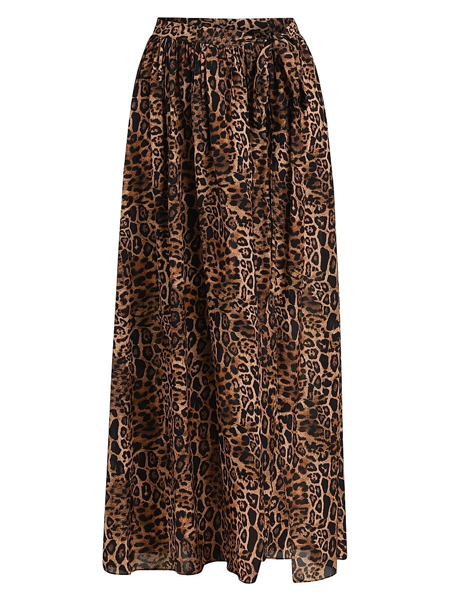 Women's Klaire Leopard-Print Cover-Up Maxi Skirt - Natural - Size Large