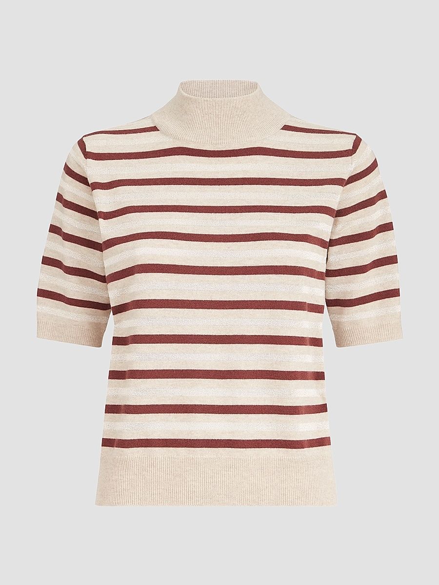 Women's Virgin Wool, Cashmere and Silk Knit T-Shirt - Beige - Size Medium