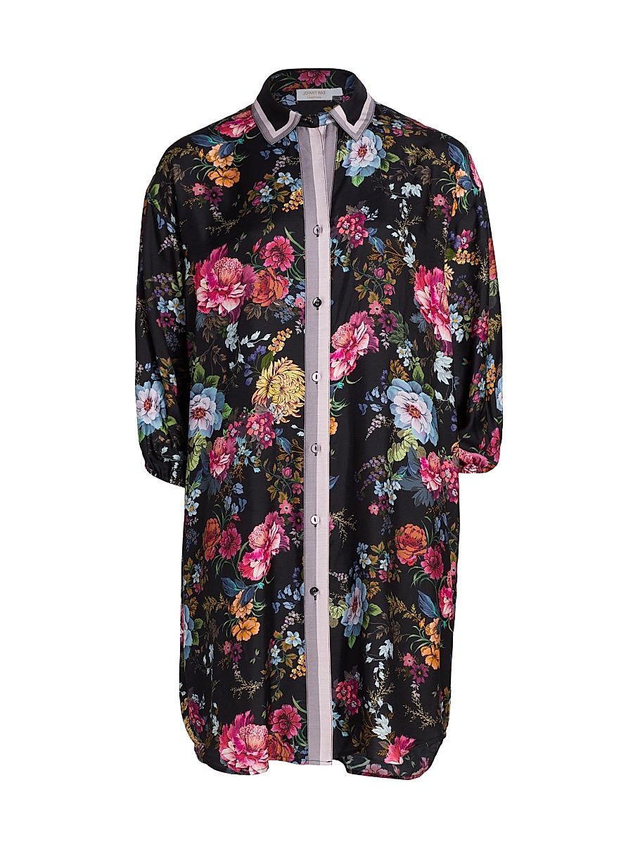 Women's Baccara Silk-Blend Shirtdress - Baccara - Size XL