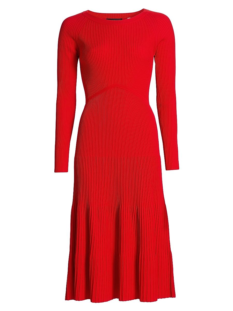 Women's The Delaney Ribbed Midi-Dress - Red Bliss - Size XS