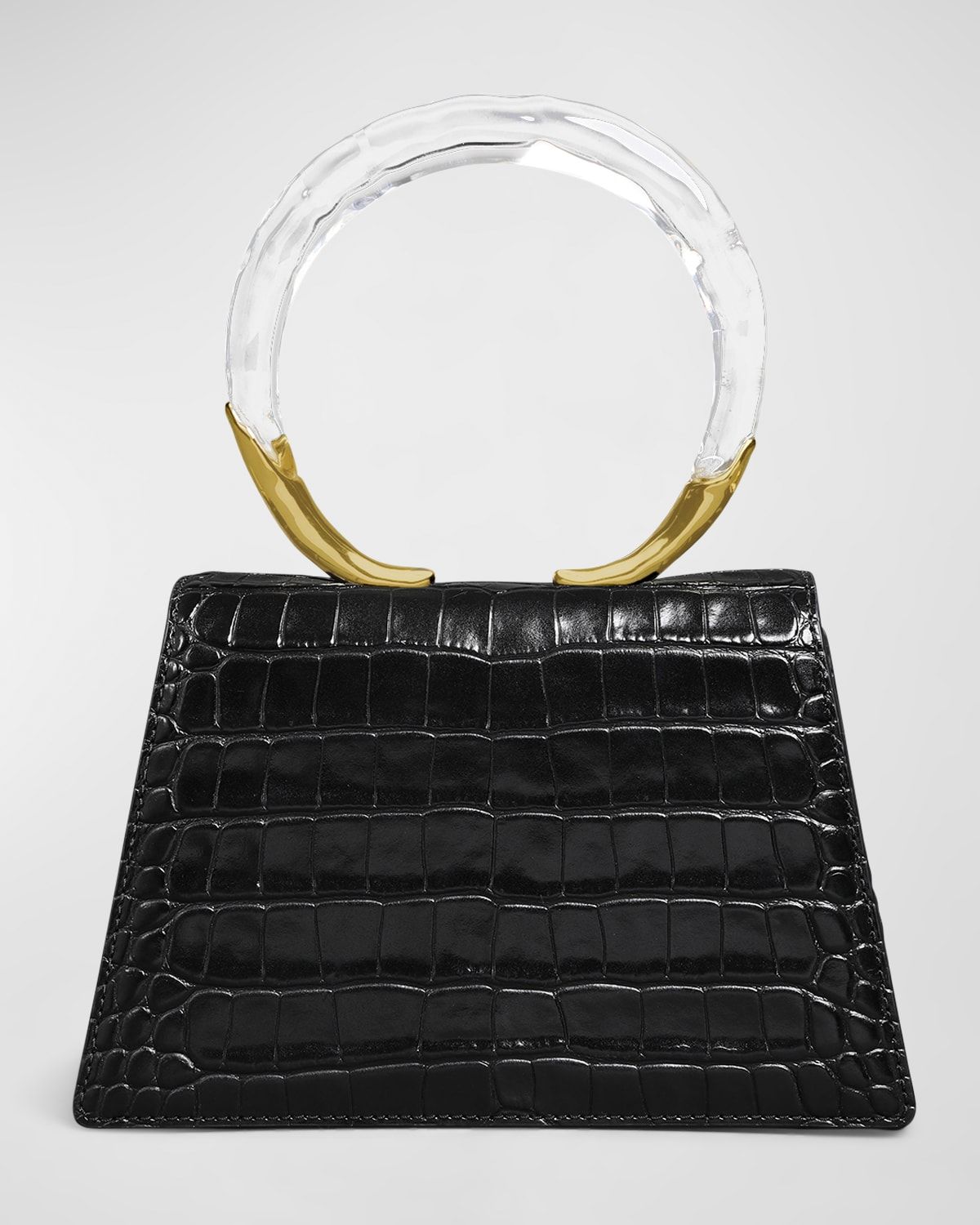 Lucite Quad Croc-Embossed Top-Handle Bag