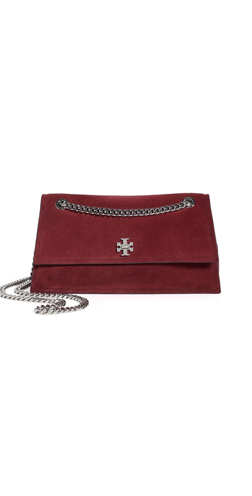 Tory Burch Kira Turnlock Suede Shoulder Bag Merlot One Size