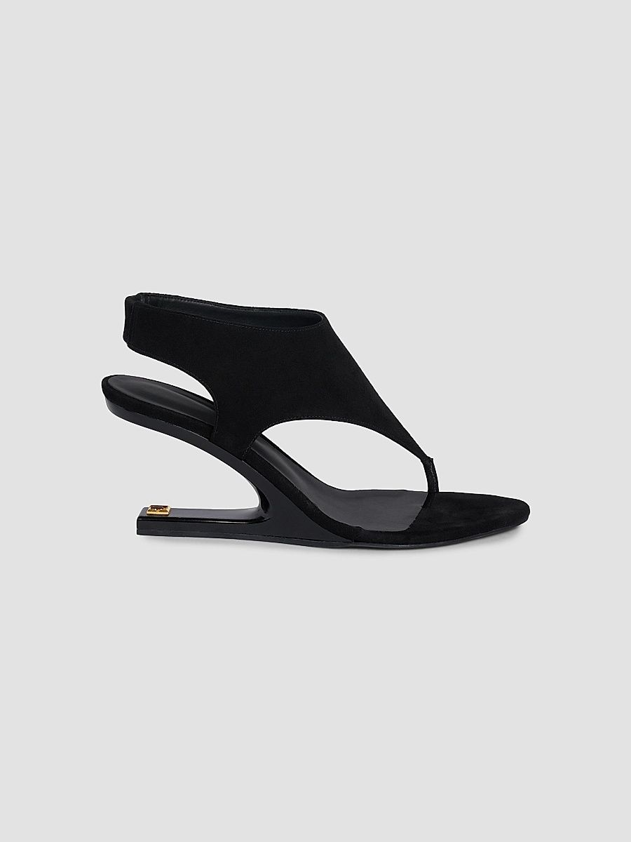 Balmain Women's 75MM Suede Slingback Sandals - Noir - Size 6.5