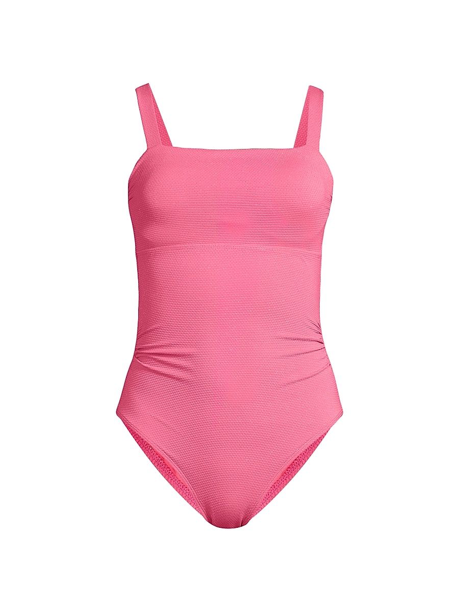 Women's Jori Metallic One-Piece Swimsuit - Hibiscus Metallic - Size Large