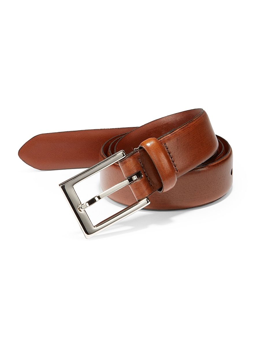 Men's COLLECTION Leather Belt - Tan Brown - Size 44