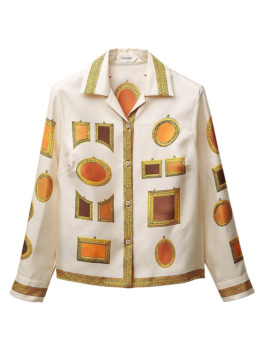 Women's Printed Silk Shirt - Multi Color - Size 10