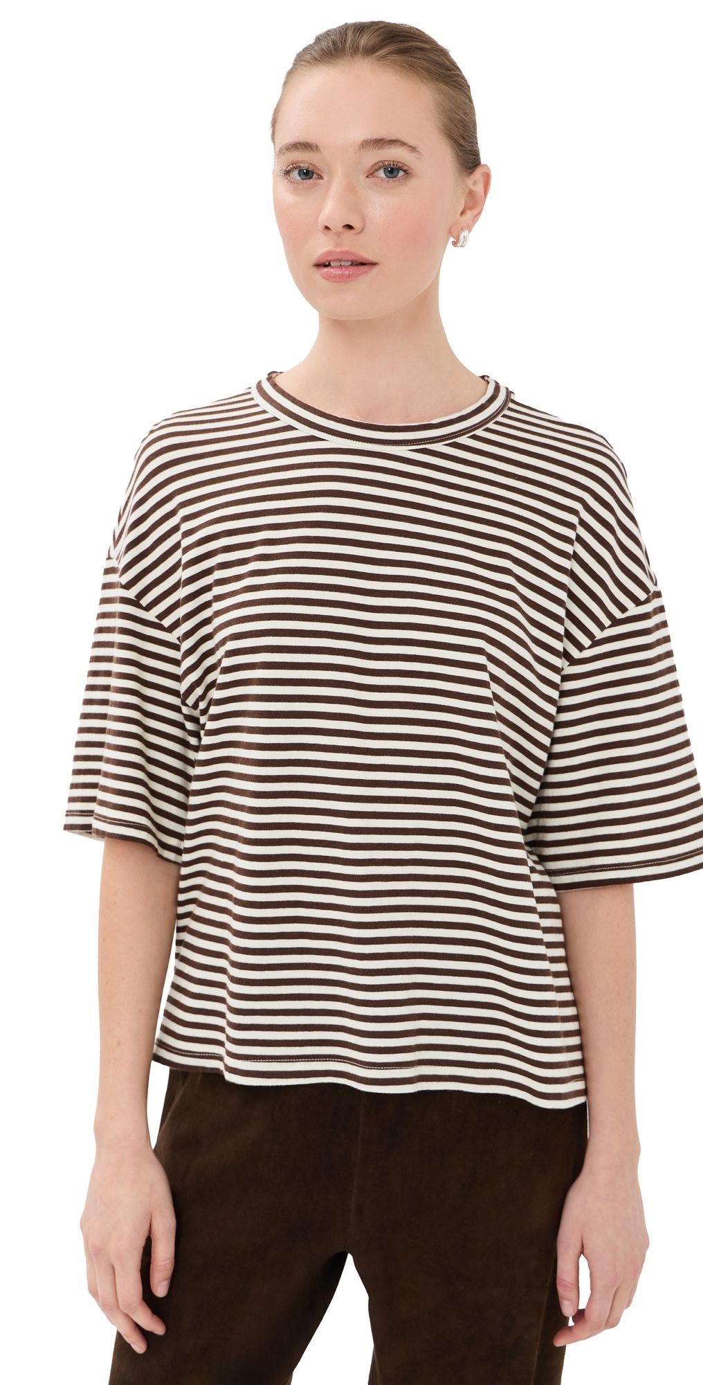 SPRWMN Oversized Boxy T-Shirt Americano Stripes XS