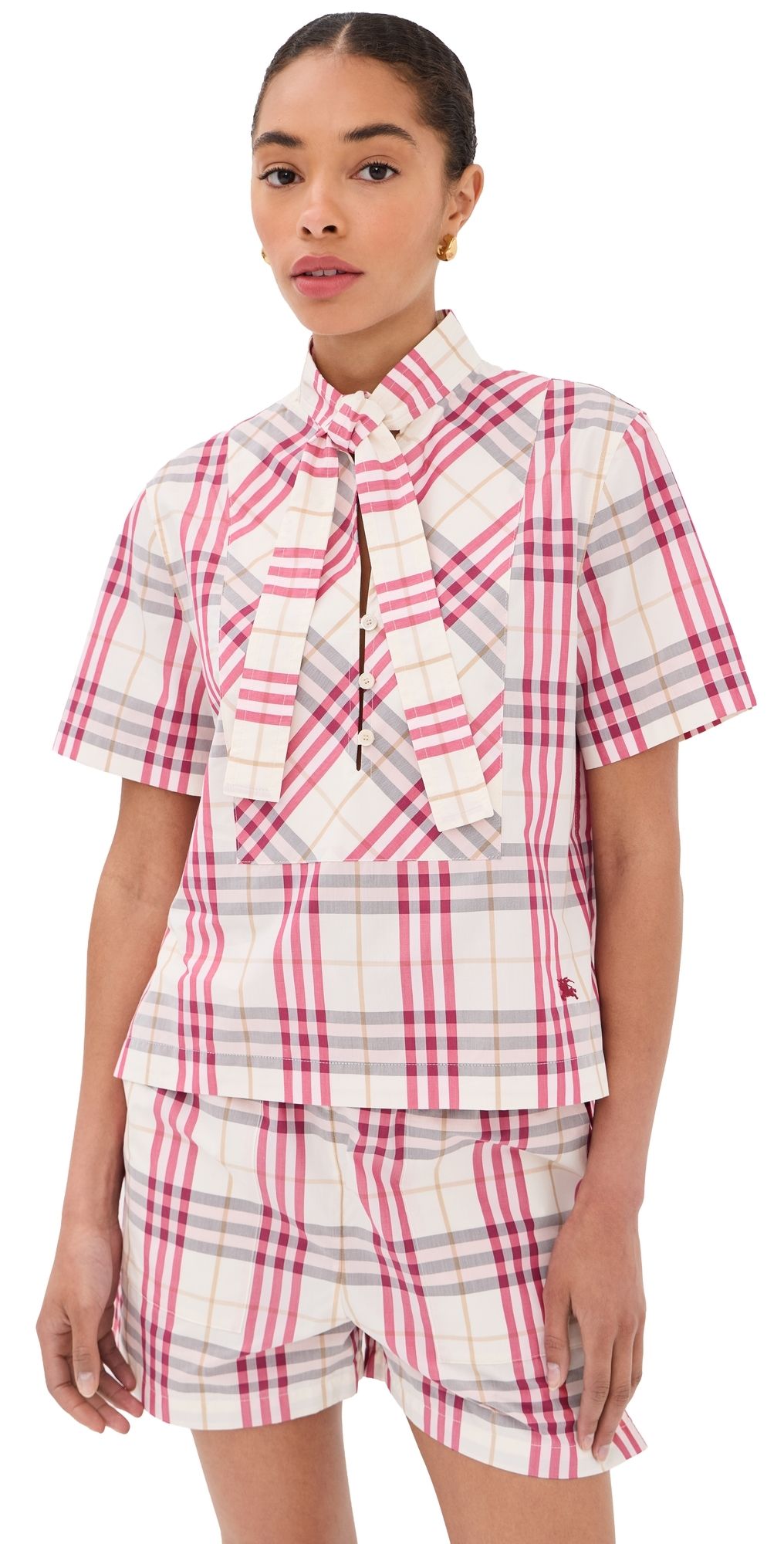 Burberry Olea Plaid Top Aubergine Purple 8