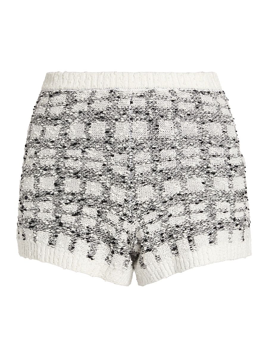 Women's Adalee Cotton-Blend Bouclé Shorts - Black White - Size XL