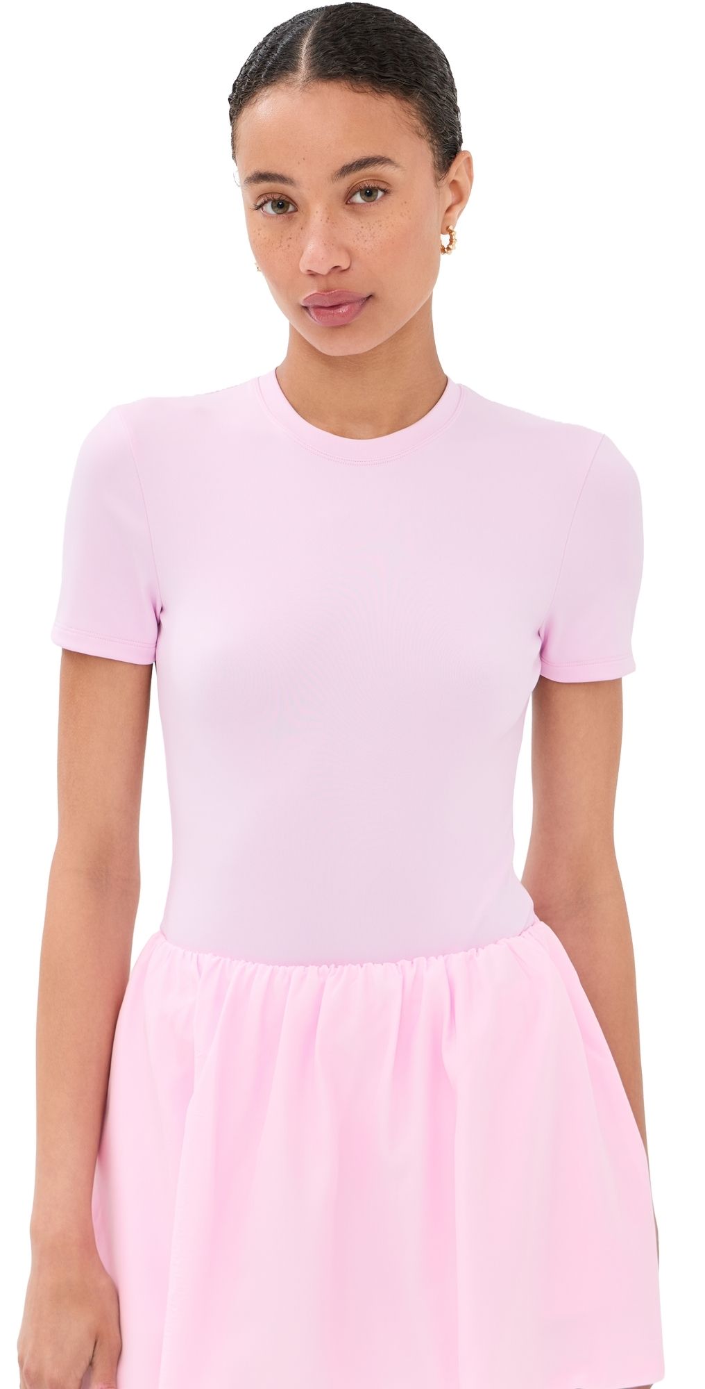 WARDROBE. NYC Opaque Tee Bodysuit Baby Pink S