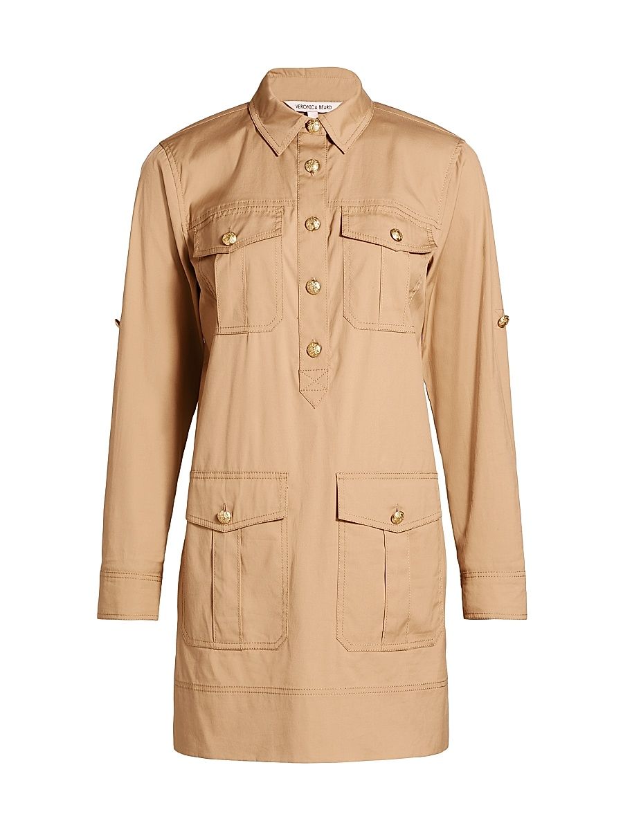 Women's Saude Stretch Cotton Utilitarian Minidress - Khaki - Size 6