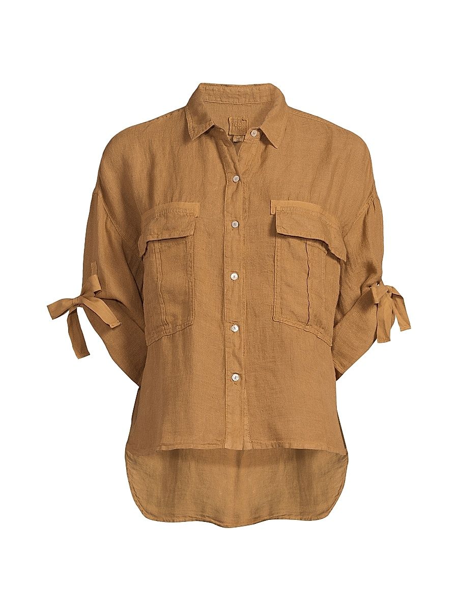 Women's Linen Pocket Shirt - Curry - Size XL